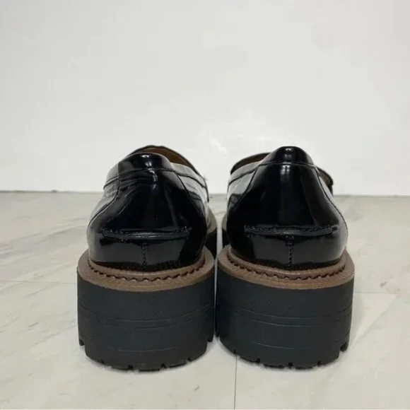 Sam Edelman Laurs Lug Sole Black Faux Leather Loafer 6 1/2 M - Picture 4 of 8